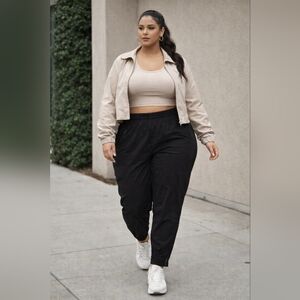 Old Navy Plus Size Black  Jogger Pants Elastic Waist Zip Hem Casual